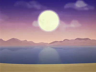 Landscape Illustration flat illustration landscape moon mountain sky
