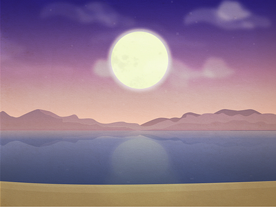 Landscape Illustration flat illustration landscape moon mountain sky