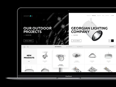 NOXTON Web SIte black light lighting site ui ux web website white