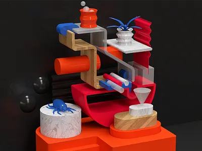 TRES D 3d bodegon insect plastic render wood