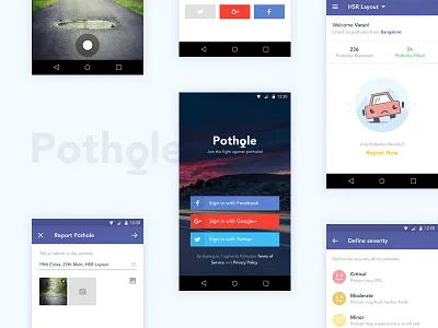 Pothole app attachment camera gov hole login pothole report road social ui ux