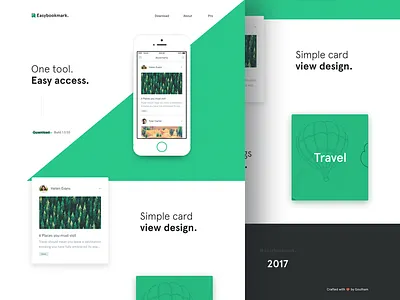 App landing page app card concept designer green landing ui website white