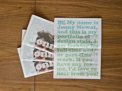Portfolio Mailer design employ me graphic design indesign newspaper newsprint portfolio print
