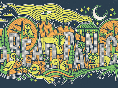 WSP tour poster animals cabin fall gig poster illustration keep it natural mountains nature outdoors tour poster widespread widespread panic