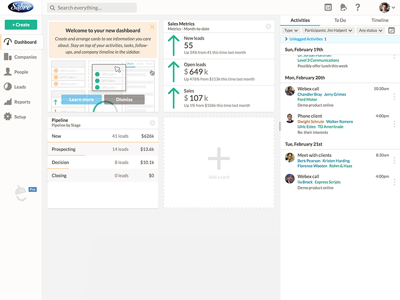 Nutshell Dashboard Card Creation cards crm dashboard ui