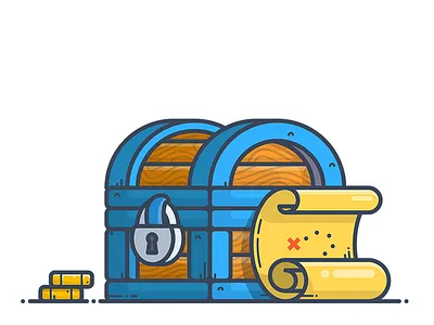 Treasure Chest chest gold icon illustration illustrator map money pirate treasure ui vector
