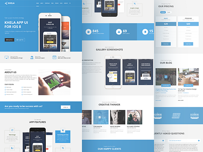 Khela - App Landing Page app landing page bootstrap template business website home page html template mobile app pricing table professional template slider team member ux design website ui