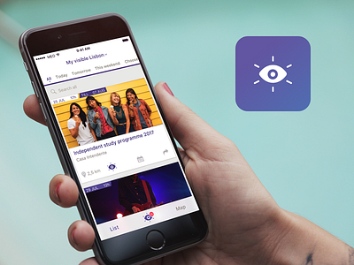 Invisible City calendar city culture application curated eye list view location pin purple share uiux