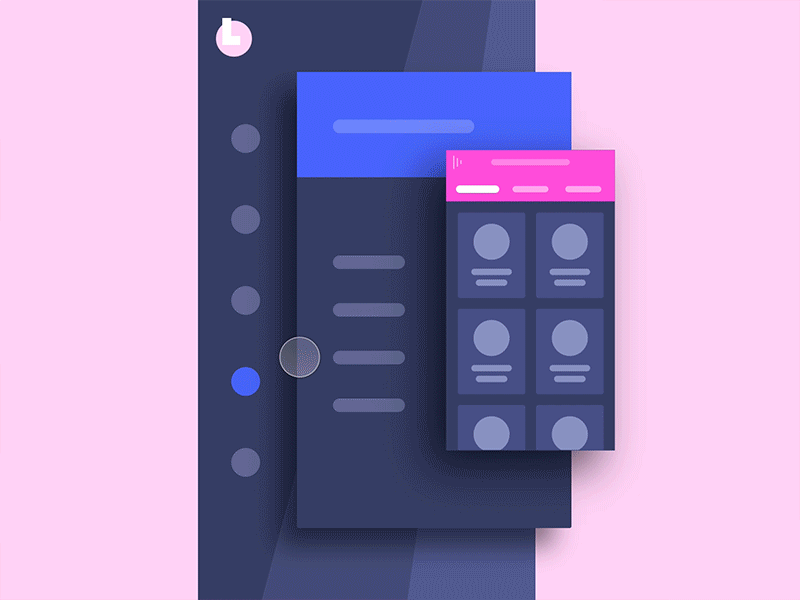 Double Menu animation app cards gif interaction ios low fidelity menu mobile principle ui ux