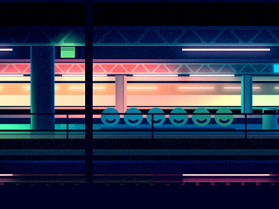 tube ballade city illustration light neon night reflexion trystram