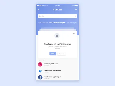 Job Listing application apps design ios jobs list listing mobile serach
