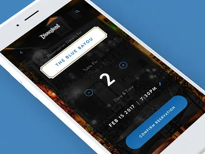 Confirm Reservation confirmation dailyui disney disneyland ios mobile app reservation restaurant uidesign