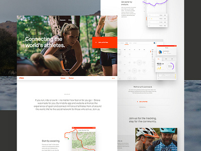 Strava Homepage Full Comp app athlete charts depth headline interactive longscroll map photography scroll sport strava