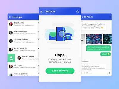 Chat App app chat contacts conversation illustration messaging mobile social ui ux