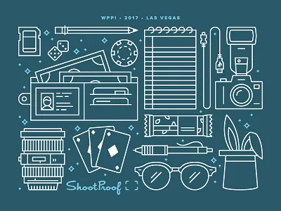 tote bag camera dice illustration lens poker vegas wallet