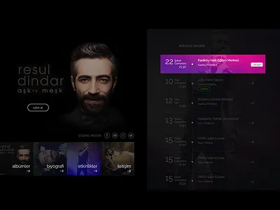 Resul Dindar - Official Web Site album concert home homepage music ui ux web site