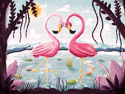 Flamingo Love flamingo heart love nature valentine