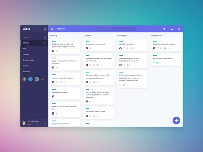 Wiplo Updates card design drag drop interface purple ui wiplo