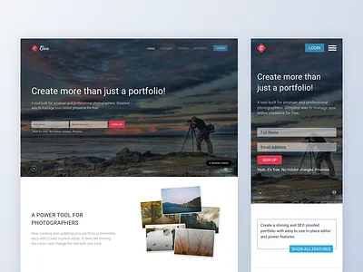 Crive index page with responsive version beta creative feedback home index mobile photography responsive ui ux