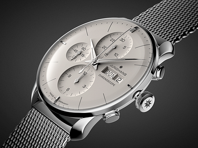 Junghans Chronoscope 3d black cg cgi chrome cool junghans model rendering time visual watch
