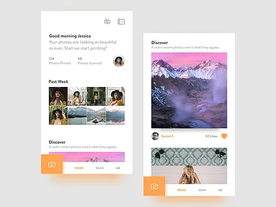 Home Concept Design app camera clean discover explore feed gallery material mobile photo ui