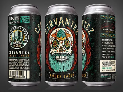 Cervantez Amber Lager beer hops illustration