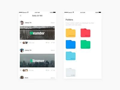 Daily Exercise — Clean style 12 folder ios like list news share ui