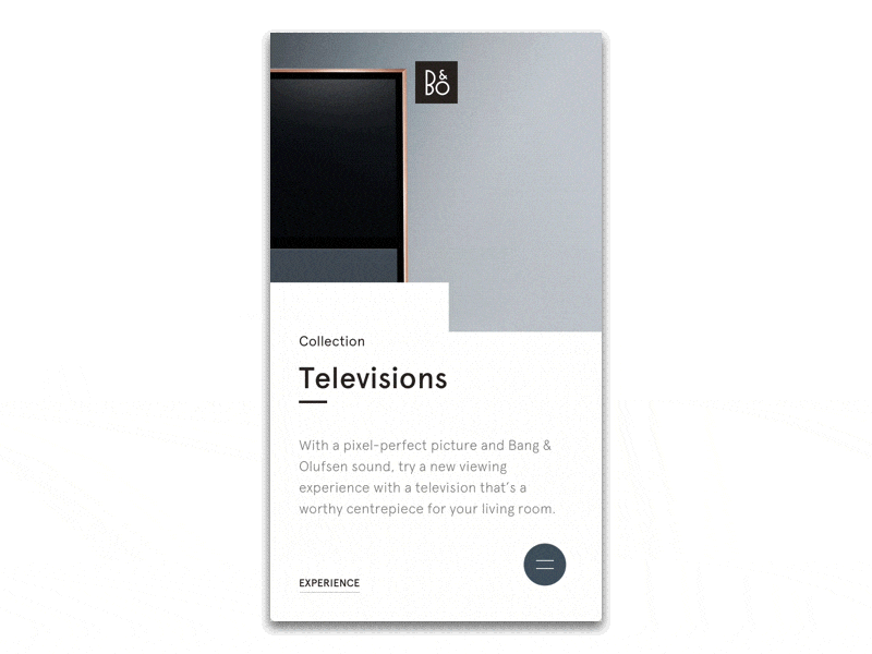 Navigation Experiment animation app bang and olufsen bo clean design minimalistic navigation product simple