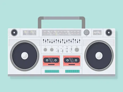 Boombox boombox illustration. flat instrument knob music radio redesign stereo