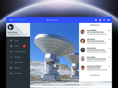 SETI Dashboard aliens dashboard dashboard design first contact material design responsive design seti ui design user experience user interface ux design website