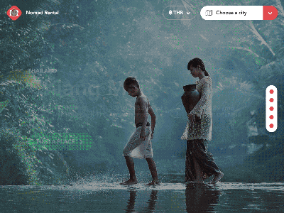 Nomad Rental animation booking form header hotel listing parallax scrolling