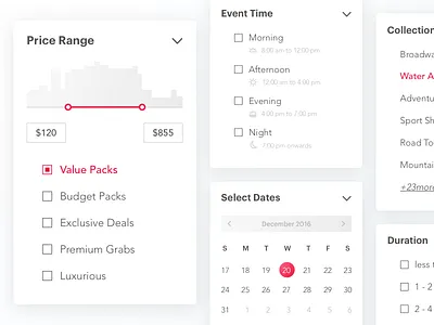 Desktop Filters Module calendar desktop filters headout module price range slots time travel ui website