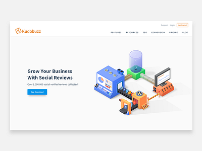 Kudobuzz Homepage Concept homepage isometric kudobuzz landing ui ux web website