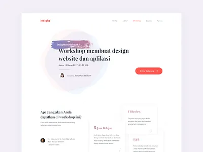 Insight - Workshop Page Concept clean color desktop education landing page register web workshop