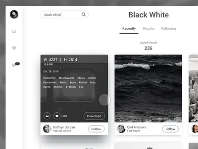 Concept | Photo Gallery card collection gallery hover photo unsplash