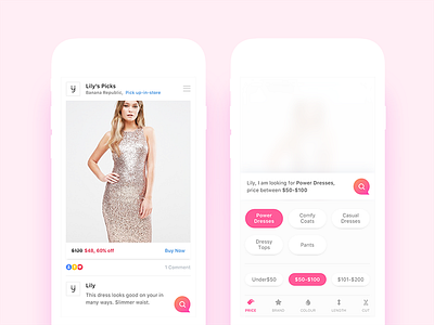 Lily App - Early Versions - Filter and Result Views android app dashboard ecommerce filter flat home ios result shopping social