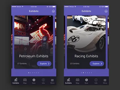 Children's Museum App Exhibits app card childrens museum slider ui