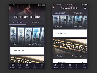Children's Museum App Exhibits app card childrens museum slider ui