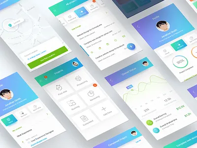All App Screens : Project Board app app landing page creative dribbble best shot illustration landing page profile project board template