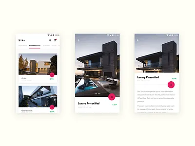Lyra - houses market concept, Material Design app challenge flat houses material design materialup modern onboarding ui