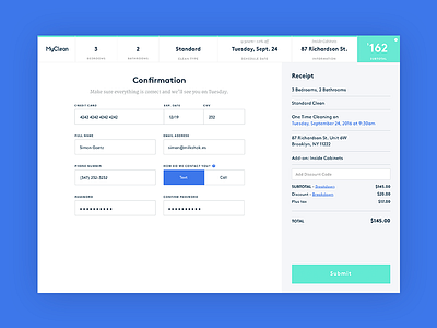 Checkout Page design myclean payment ui ux visual design