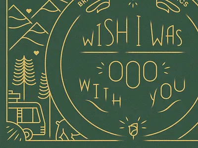 Client Valentines fade grain handlettering illustration monoline plane rose skyline tree typography woods