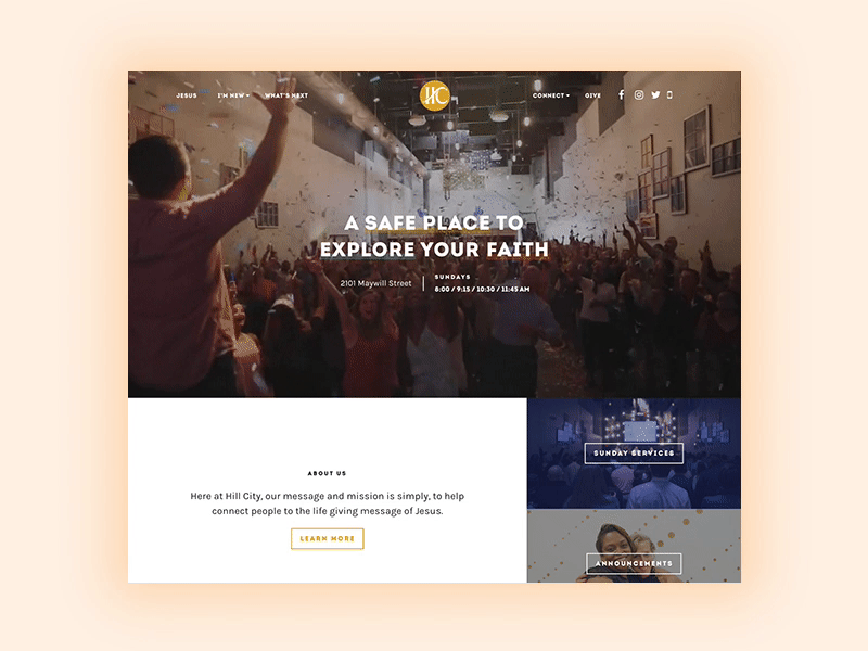 Hill City church hill city homepage landing page richmond ui website