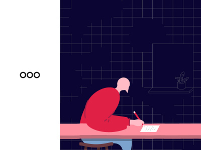 OOOH Notes blob illustration man notes out of office
