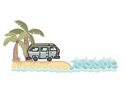 Baja Views beach drawing illustration ocean sketch surf van vanlife volkswagen vw waves