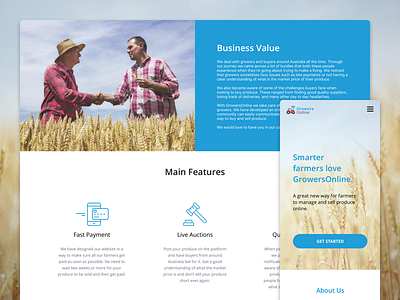 GrowersOnline Landing Page app clean ecommerce icon landing market responsive web website