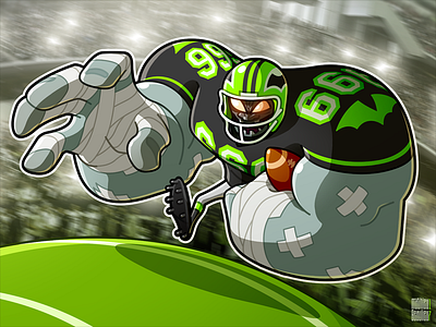 The Field Beast 666 black cartoon character design football green illustration monster player sport stadium