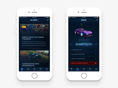 Rocket League Pocket Edition design games interface ios iphone minimal mobile rocket league ui ux