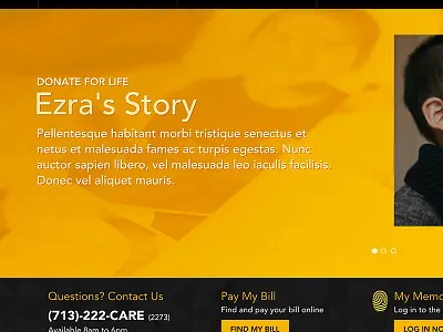 Homepage Concept for Hospital Network bootstrap ui web website yellow