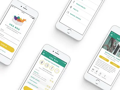 Veg Box app flat icons mobile ui ux